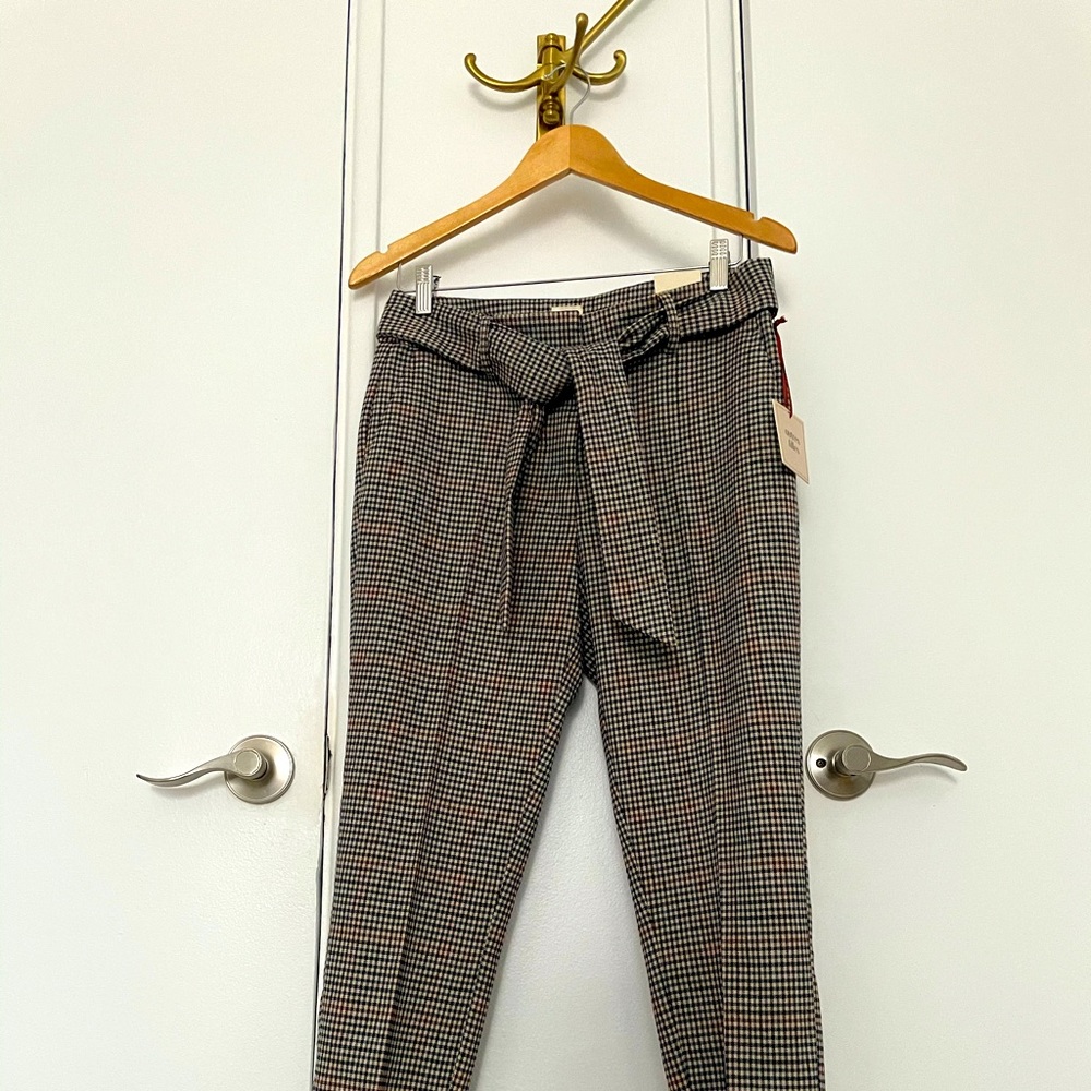 Checked trousers  - belted pants